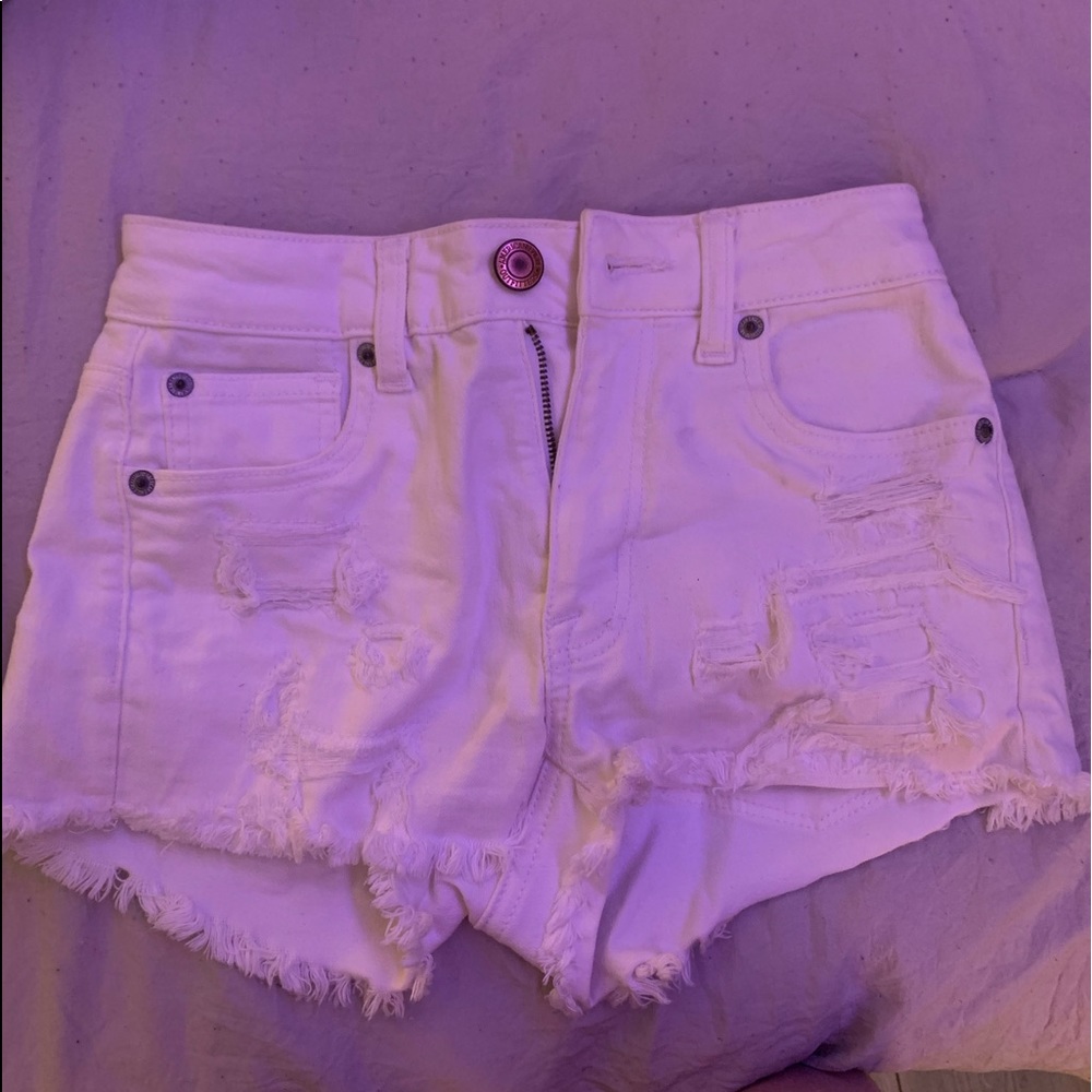American Eagle White Ripped Shorts
